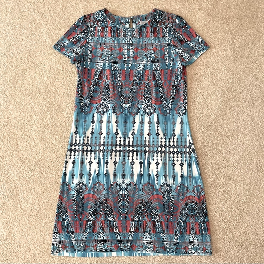 London Times Short Sleeve Aztec Print Dress, 8